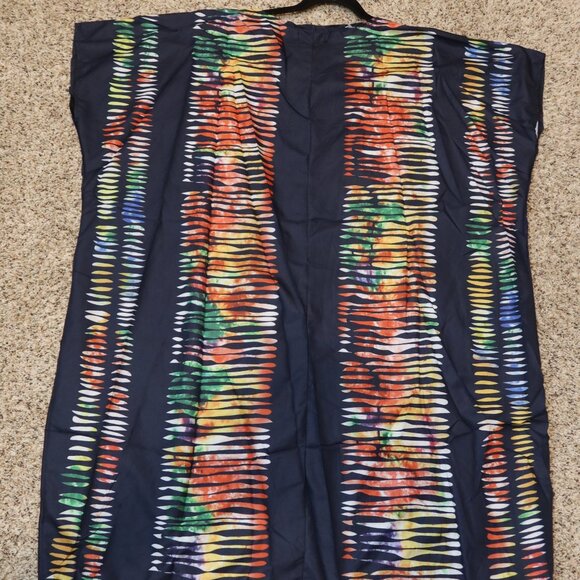 Colorful Short Blue Kaftan Mini Dress With Rhinstones 1X NWT - Picture 5 of 16